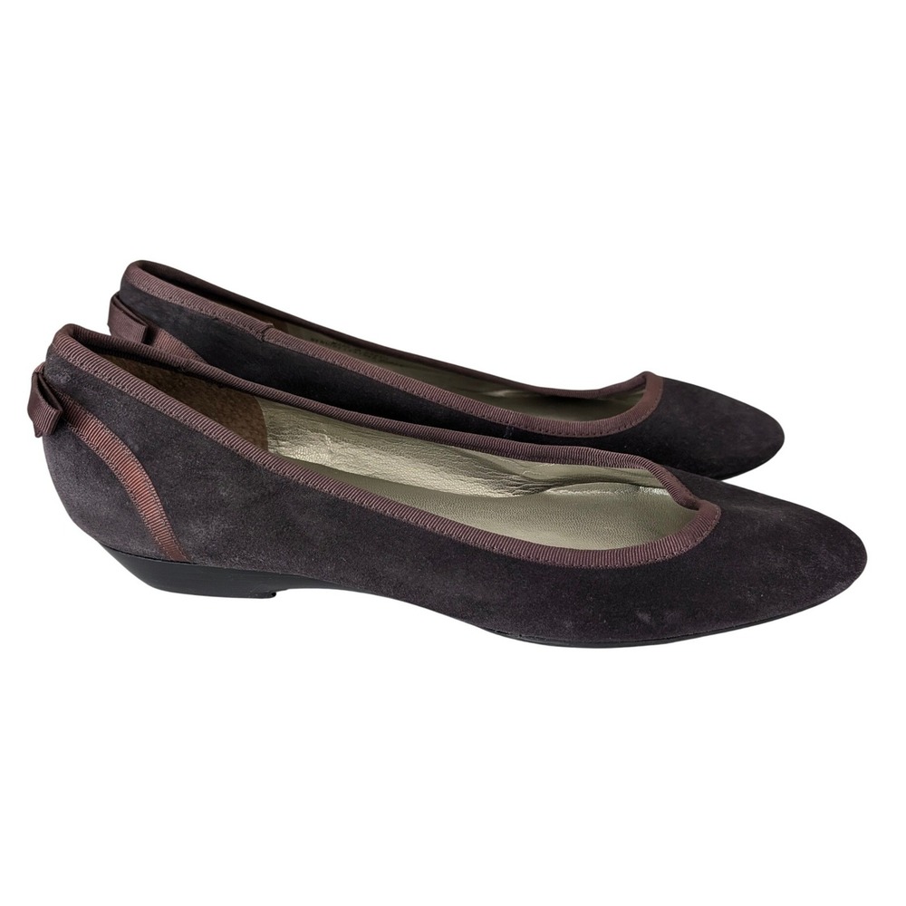 Talbots‎ Purple Suede Ballet Flat 7B Bow Preppy Classic Minimalist Parisian Chic